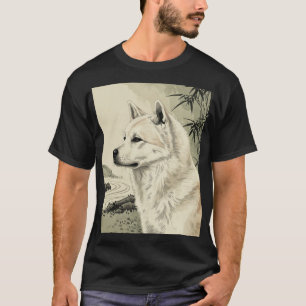 「墨犬_二」Japanese style ink painting T-shirt Tシャツ