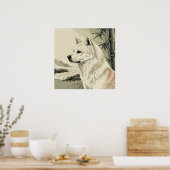 「墨犬」Japanese style ink painting ポスター (キッチン)