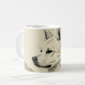 「墨犬」Japanese style ink painting mug コーヒーマグカップ (正面左)