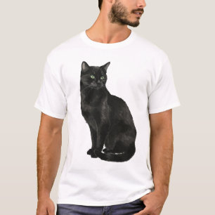 「墨猫二」Japanese style ink painting T-shirt Tシャツ