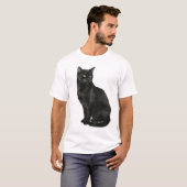 「墨猫二」Japanese style ink painting T-shirt Tシャツ (正面フル)