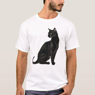 「墨猫」Japanese style ink painting T-shirt Tシャツ