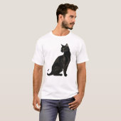 「墨猫」Japanese style ink painting T-shirt Tシャツ (正面フル)