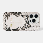 墨絵のカエル 和風アート 黒と白 iPhoneケース (裏面横)