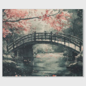 墨絵の桜橋風景 ラッピングペーパー (フラット)
