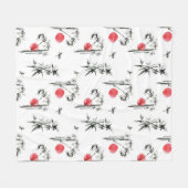 墨絵イ日本のンク絵画ズ フリースブランケット (正面(横))