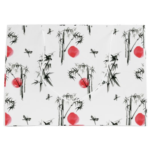 墨絵イ日本のンク絵画ズ ラージペーパーバッグ (正面)