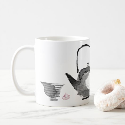 墨絵イ絵を描ンクと禅引用文 コーヒーマグカップ (ドーナツ)