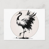 墨絵クレーンカード ポストカード (正面)