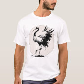 墨絵クレーンカード Tシャツ (正面)