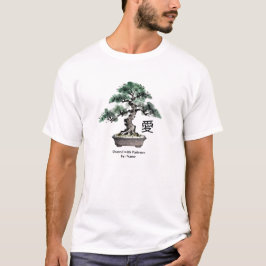 墨絵スタイルの盆栽の木の愛の日本語書道 Tシャツ