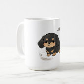 墨絵ダックスフント 日本画風の犬 コーヒーマグカップ (正面左)