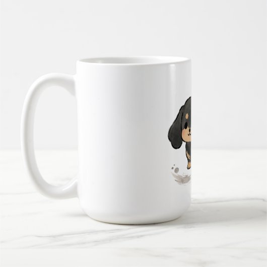 墨絵ダックスフント 日本画風の犬 コーヒーマグカップ (左)