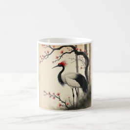 墨絵紅冠鶴マグカップ コーヒーマグカップ