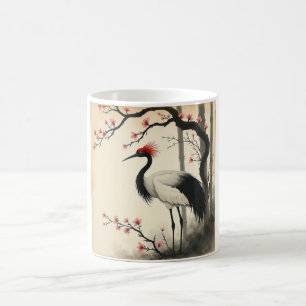 墨絵紅冠鶴マグカップ コーヒーマグカップ