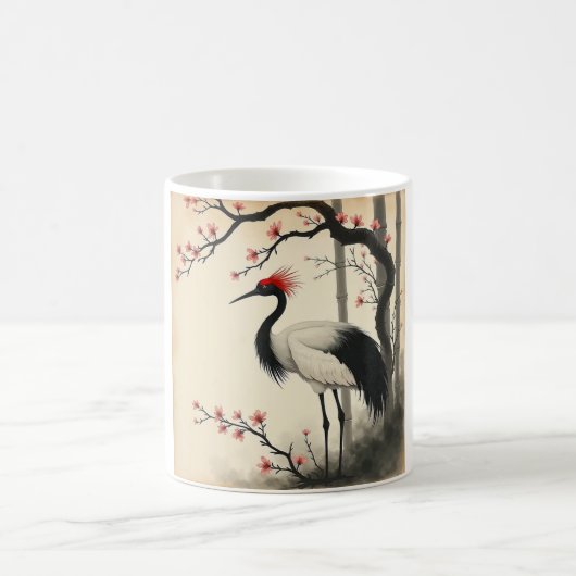 墨絵紅冠鶴マグカップ コーヒーマグカップ (中央)