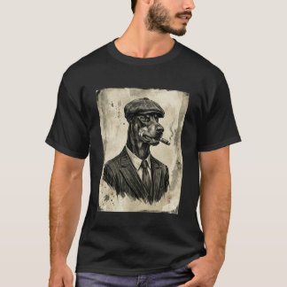 墨絵風のギャング風ドーベルマン Tシャツ