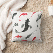 墨絵魚日本の型絵画 クッション (ブランケット)