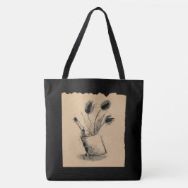 墨絵_チューリップとワイン トートバッグ