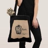 墨絵_ピーマン トートバッグ (クローズアップ)