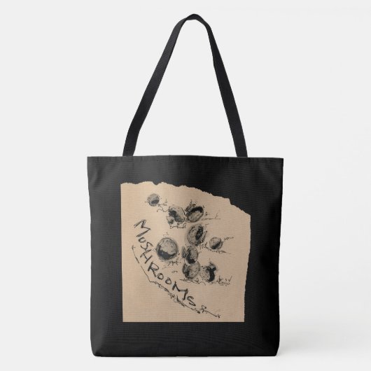 墨絵_マッシュルーム トートバッグ (正面)