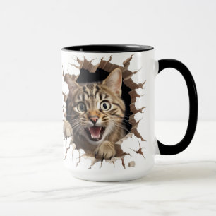 壁から見るかわいい猫 マグカップ