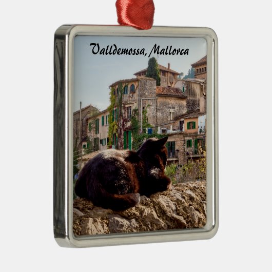 壁で日向ぼっこする猫 - マヨルカ島、ヴァルデモッサ メタルオーナメント (右)