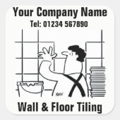 壁と床のタイルの漫画 スクエアシール (正面)