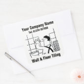 壁と床のタイルの漫画 スクエアシール (封筒)