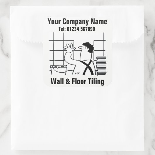 壁と床のタイルの漫画 スクエアシール (バッグ)