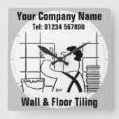 壁と床のタイル張りビジネスオフィスの壁時計 スクエア壁時計 (正面)