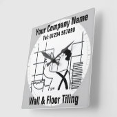 壁と床のタイル張りビジネスオフィスの壁時計 スクエア壁時計 (傾斜)