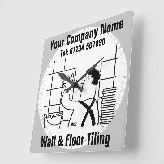 壁と床のタイル張りビジネスオフィスの壁時計 スクエア壁時計 (傾斜)