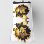 壁にお洒落ランプを通した漫画の猫 ゴルフヘッドカバー (回転90)