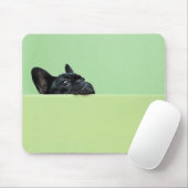 壁に凝視しているフレンチ・ブルドッグの子犬 マウスパッド (マウス)