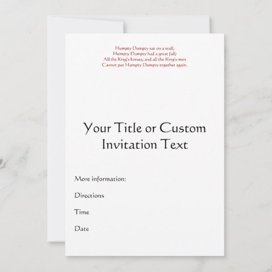 壁に坐るHumpty Dumpty 招待状 (裏面)