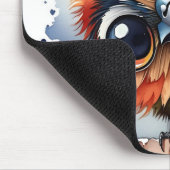 壁に座る水彩鳥 マウスパッド (コーナー)