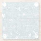 壁に描かれた美しいグラフィティアート緑の書道 ガラスコースター (裏面)