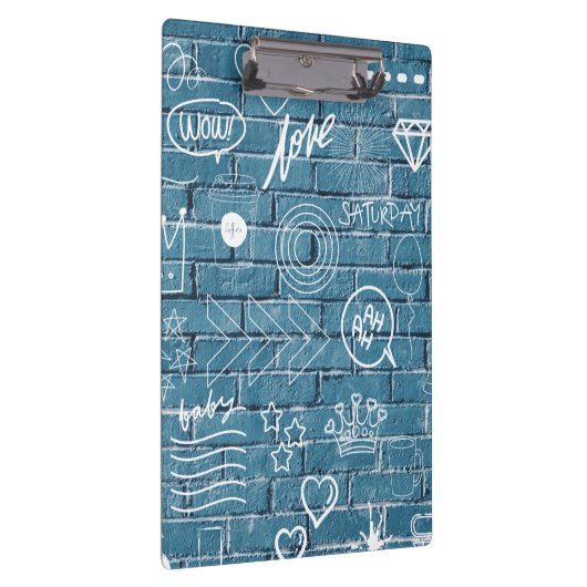 壁に描かれた美しいグラフィティアート緑の書道 クリップボード (右)