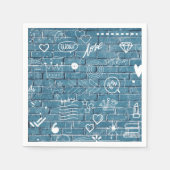 壁に描かれた美しいグラフィティアート緑の書道 スタンダードカクテルナプキン (正面)