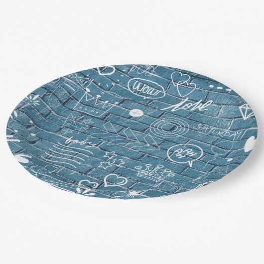 壁に描かれた美しいグラフィティアート緑の書道 ペーパープレート (アングル)