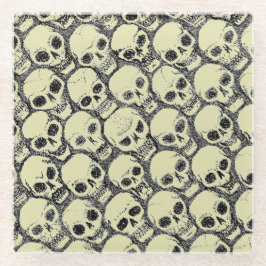 壁のスカル ガラスコースター