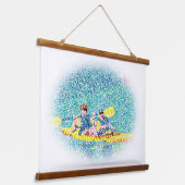 壁のタペストリーのポインティリズムでカヌー 吊り下げ型タペストリー (傾斜あり)