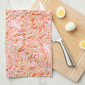 壁のテクスチャのように見える、サーモンカラー キッチンタオル (四つ折り)