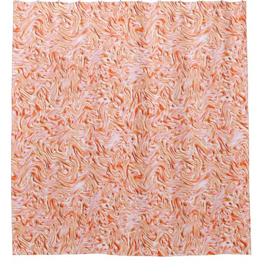 壁のテクスチャのように見える、サーモンカラー シャワーカーテン (正面)