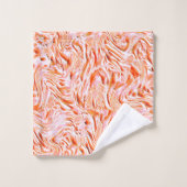 壁のテクスチャのように見える、サーモンカラー バスタオルセット (ウォッシュタオル)