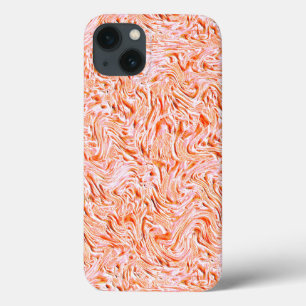 壁のテクスチャのように見える、サーモンカラー iPhone 13ケース
