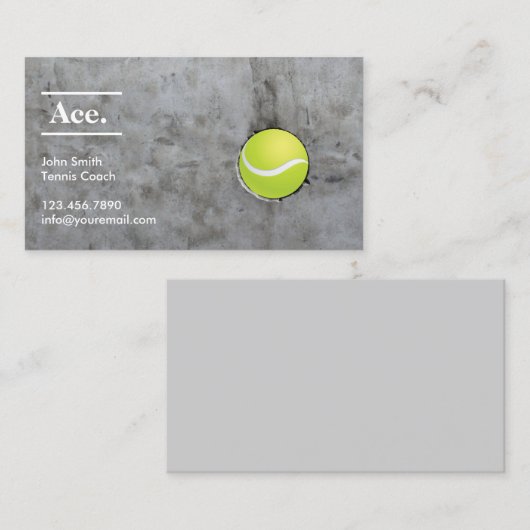 壁のテニスのインストラクターのエースの球 名刺 (正面/裏面)