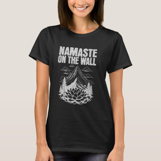 壁のナマステ クライミングとヨガ Tシャツ (正面)