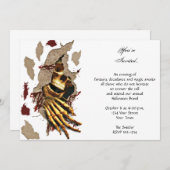 壁のハローウィンパーティを通って引き裂く骨組 招待状 (正面/裏面)